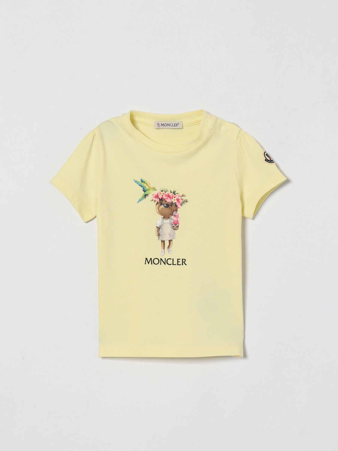 MONCLER Cotton T-Shirt with Logo and Floral Print　MONCLER ロゴと花柄のコットン T シャツ MONCLER