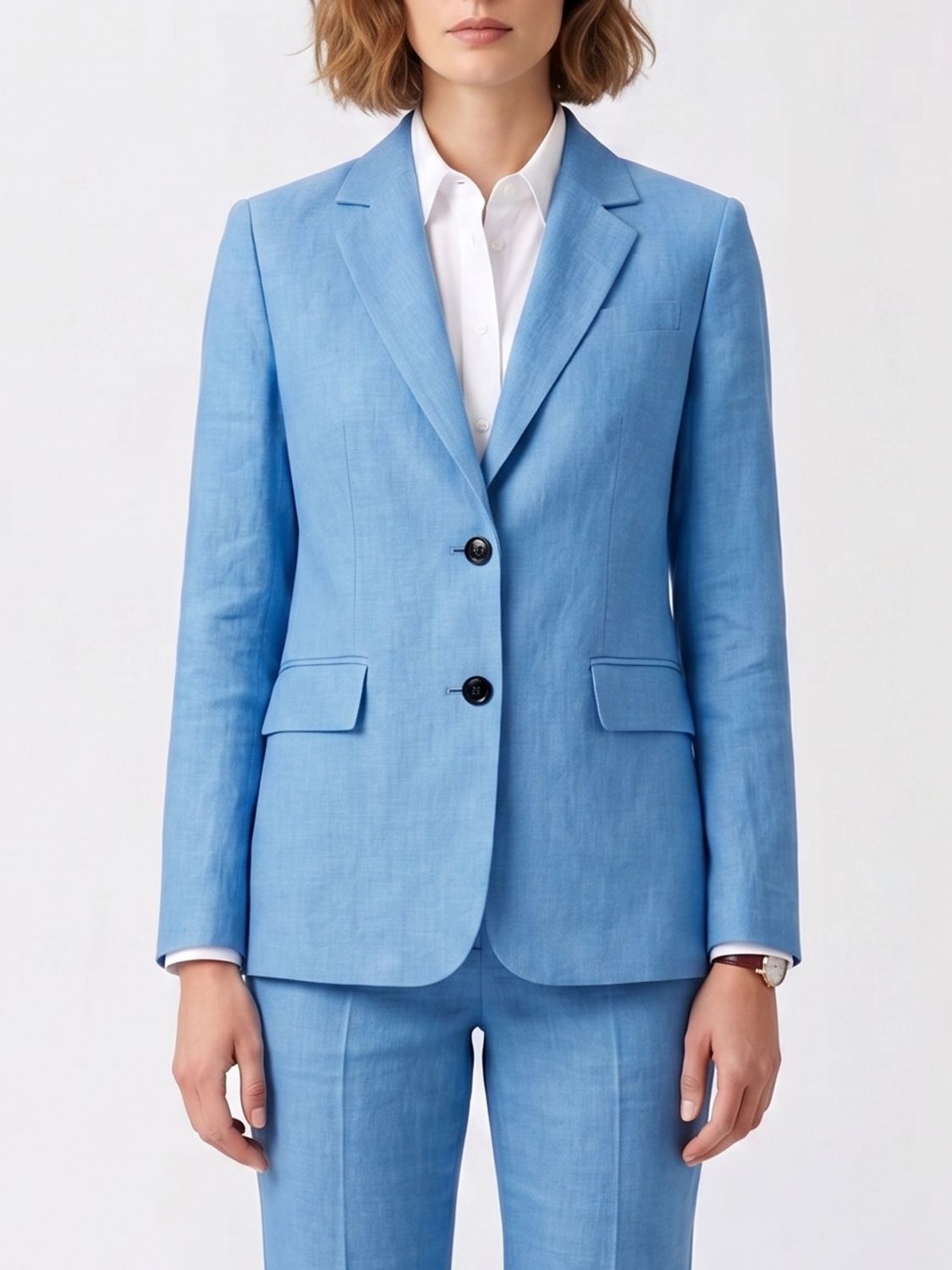 's Max Mara Linen Single-breasted Blazer In Blue
