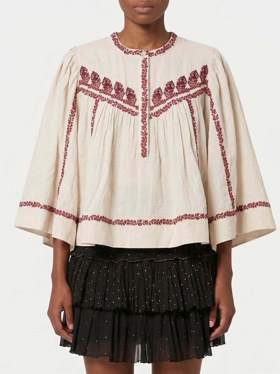 ISABEL MARANT ETOILE Juline Embroidered Cotton Blouse　ISABEL MARANT ETOILE ジュリーヌ刺繍コットンブラウス ISABEL