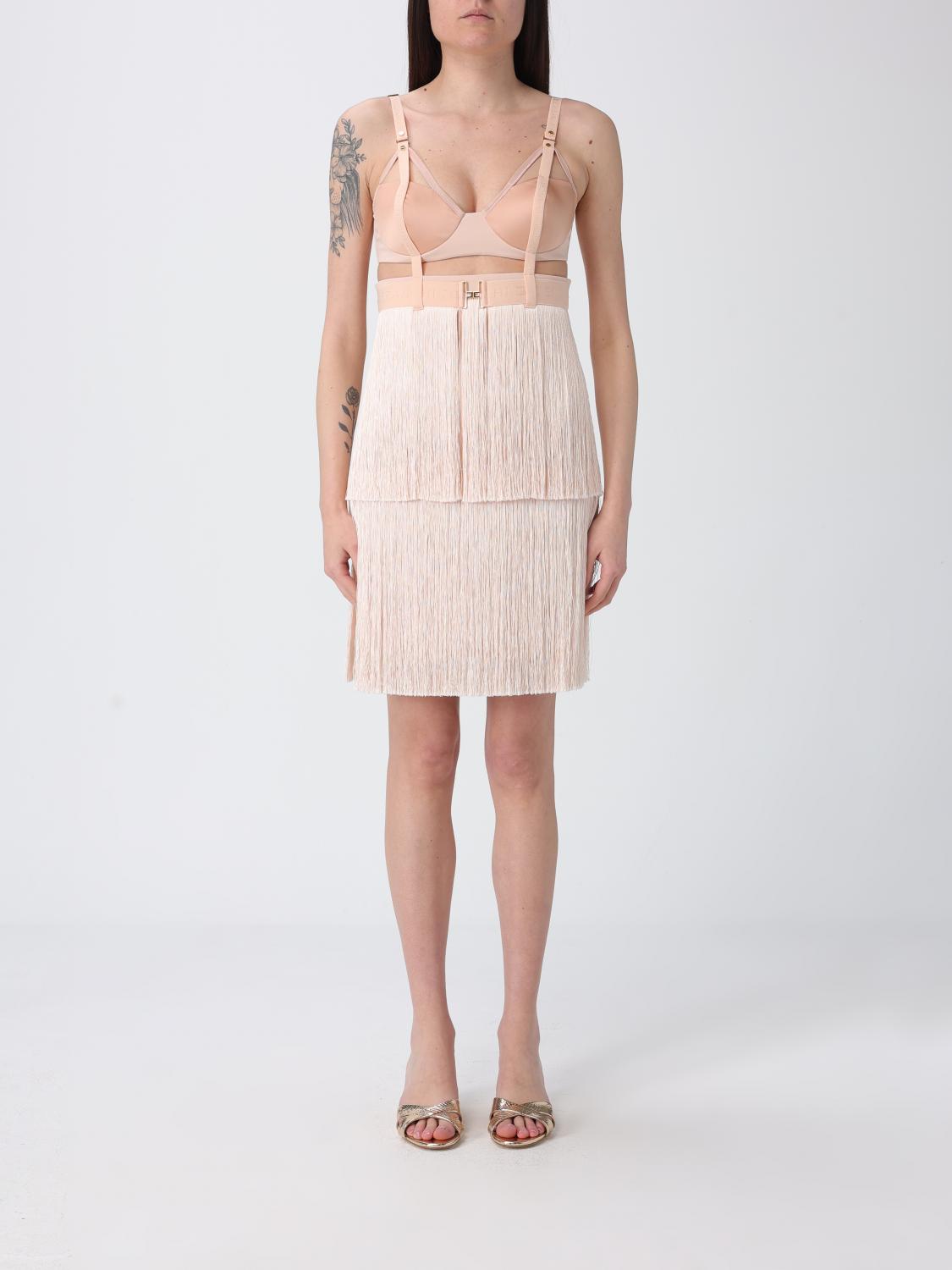 Elisabetta Franchi Light Crepe and Satin Bustier Dress