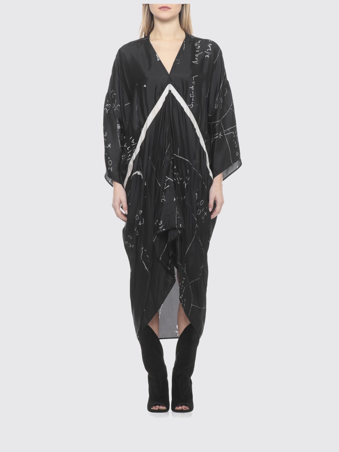 Abito asimmetrico Rick Owens in jersey stampato