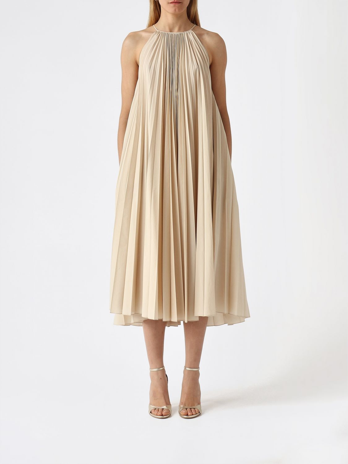 LIVIANA CONTI Federica Plissee-Kleid aus Baumwollmischgewebe
