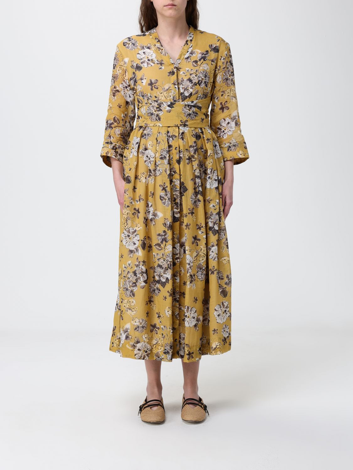 's Max Mara Ramie Chemisier Dress In Yellow