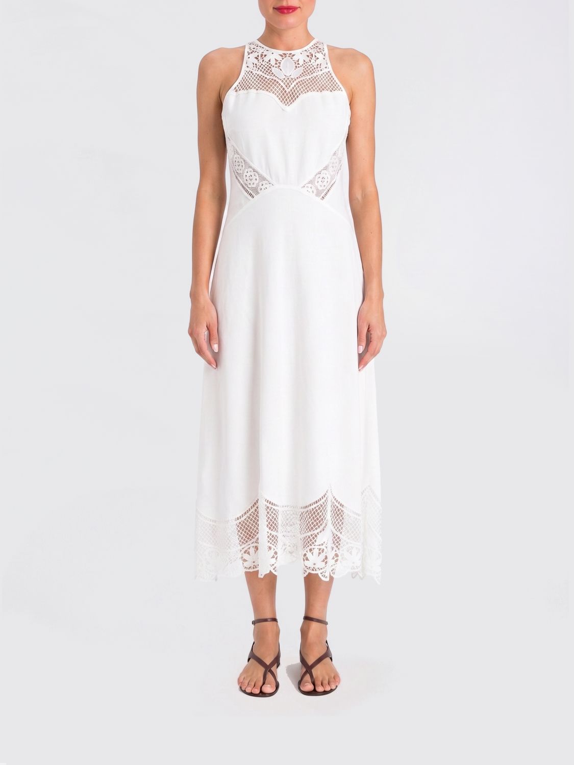 Twinset Midi-Kleid aus Leinenmischgewebe