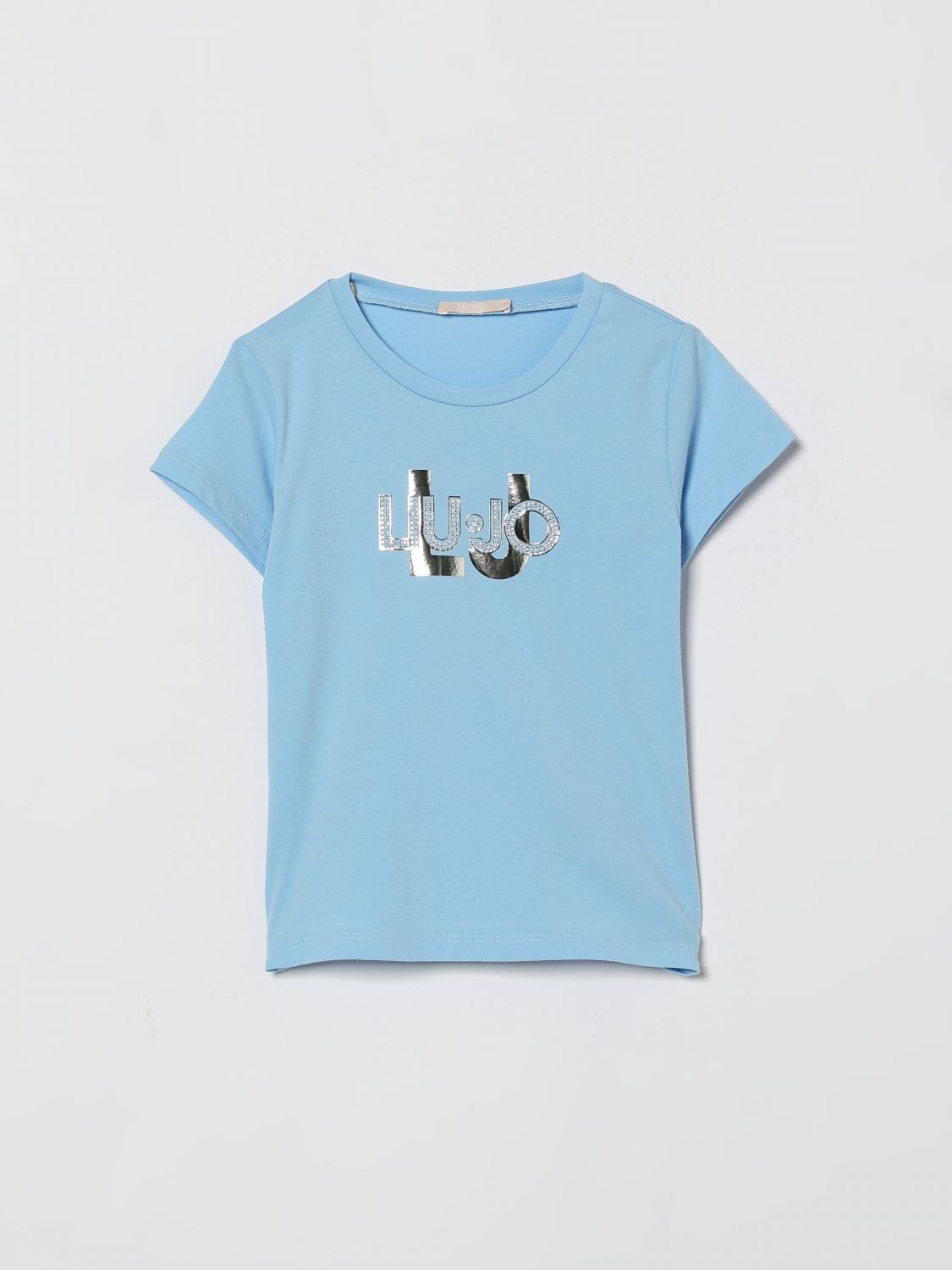 LIU JO T-shirt in cotone con logo di strass