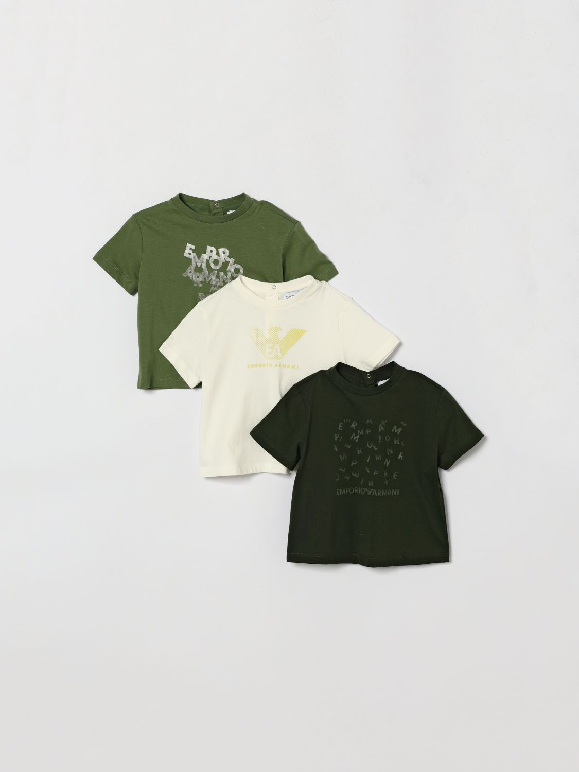 EMPORIO ARMANI Set 3 t-shirt in cotone con stampa logo