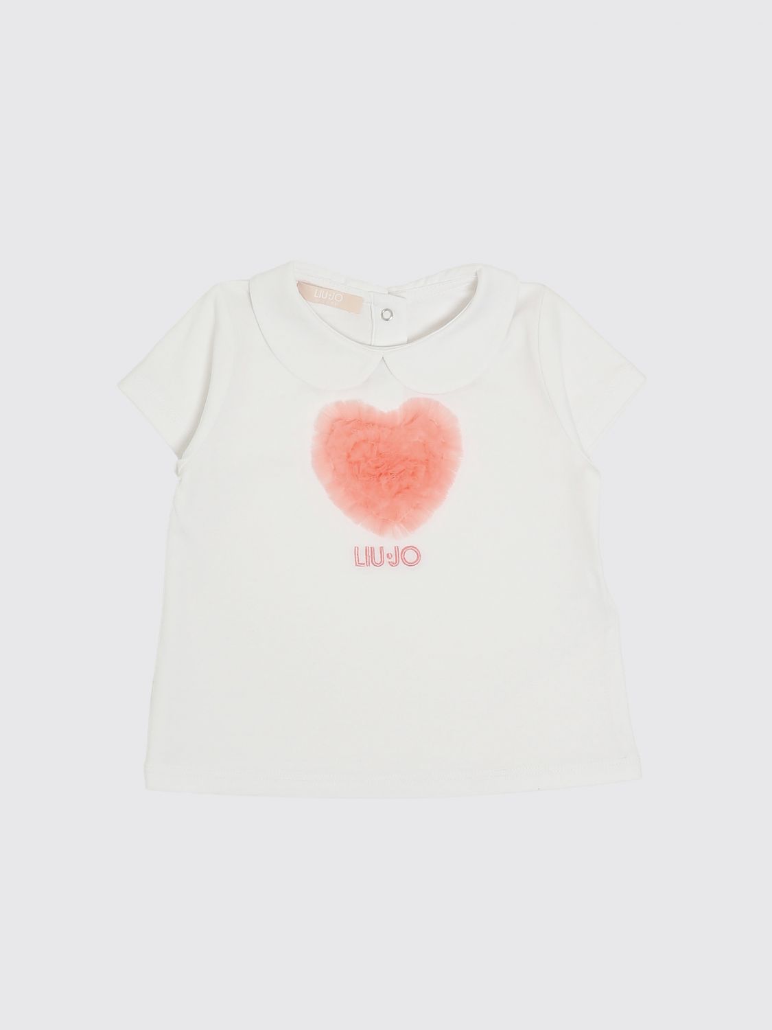 LIU JO T-shirt in cotone con cuore di rouches
