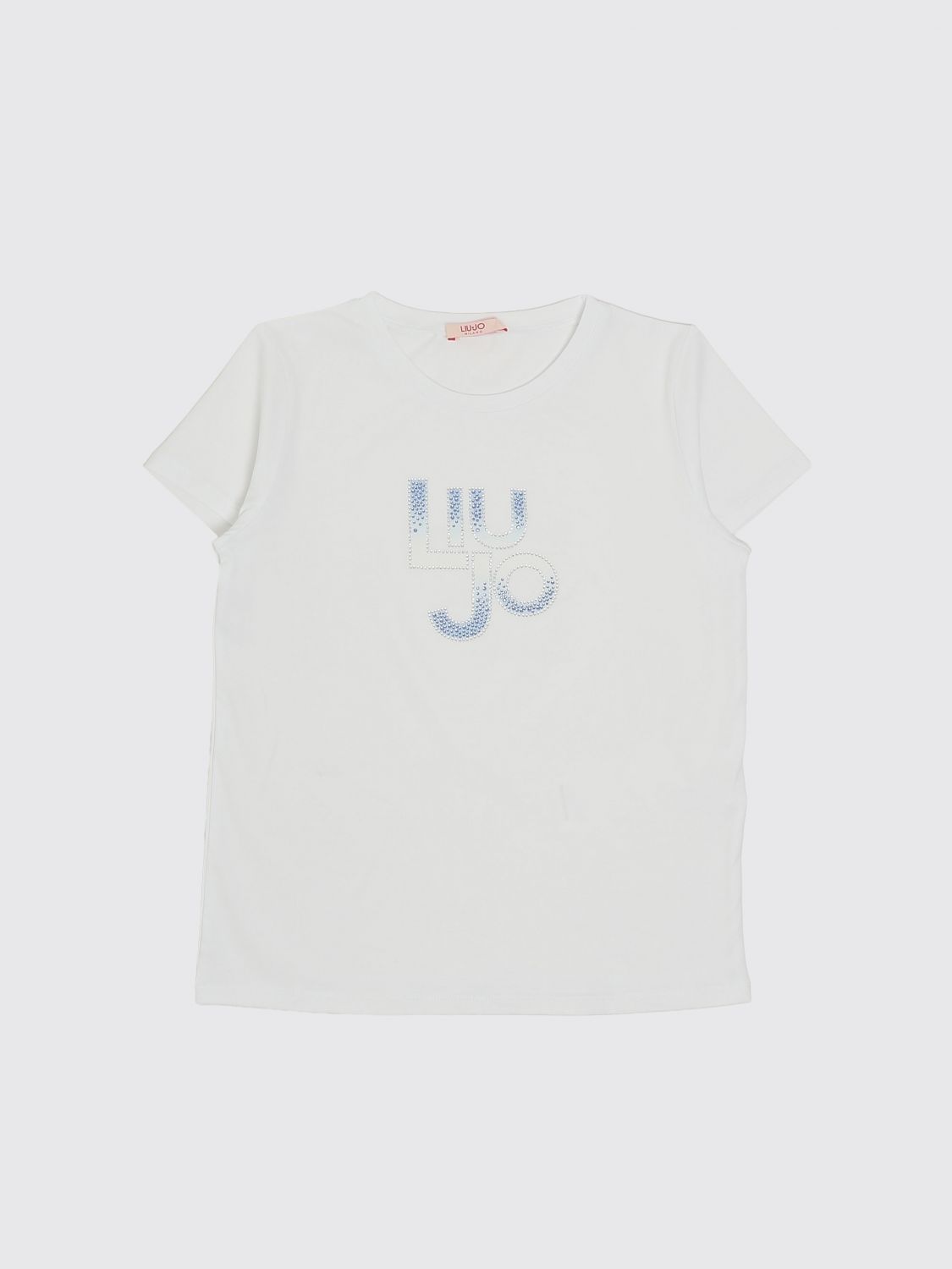 LIU JO T-shirt in cotone con logo di strass