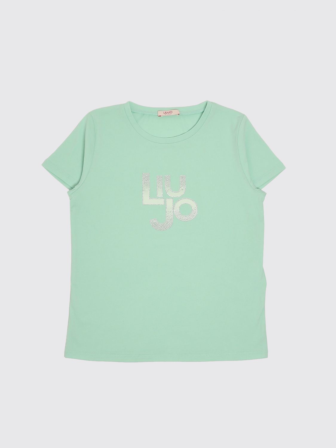 LIU JO T-shirt in cotone con logo di strass
