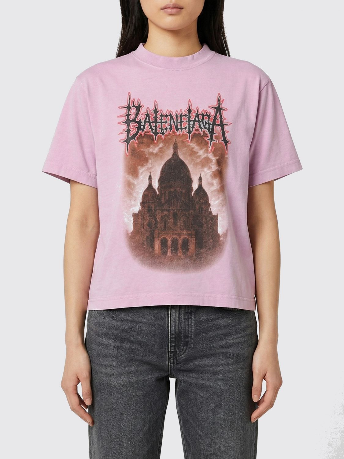 BALENCIAGA Cotton T-shirts with Logo and Graphic Print　BALENCIAGA ロゴとグラフィック プリント付きコットン T シャツ BALENCIAGA