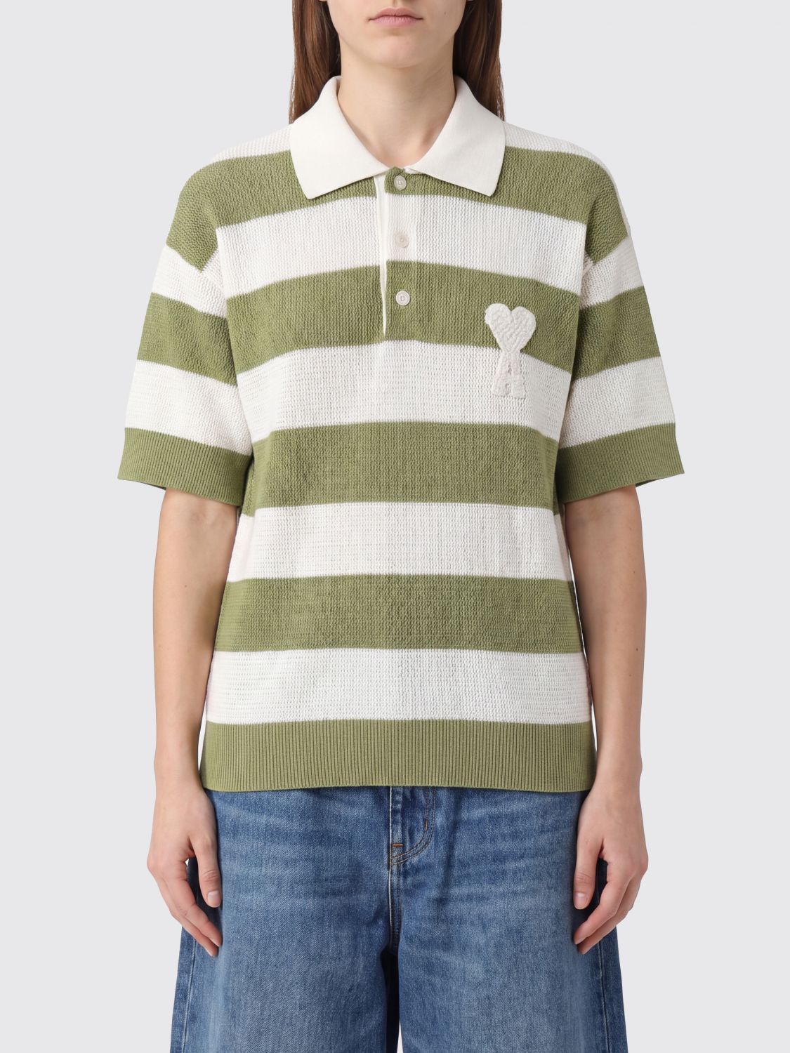AMI PARIS Polo Shirt Woman color Kaki