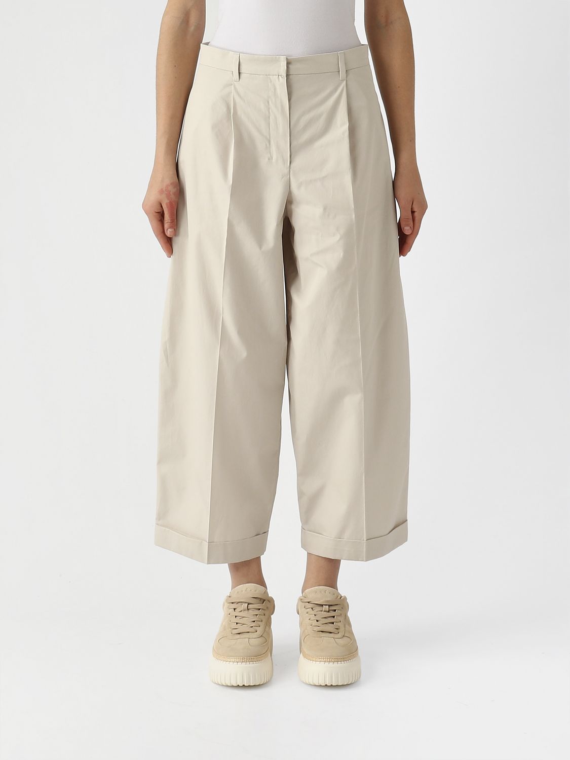 's Max Mara Danza Cropped Cotton Trousers In Neutral