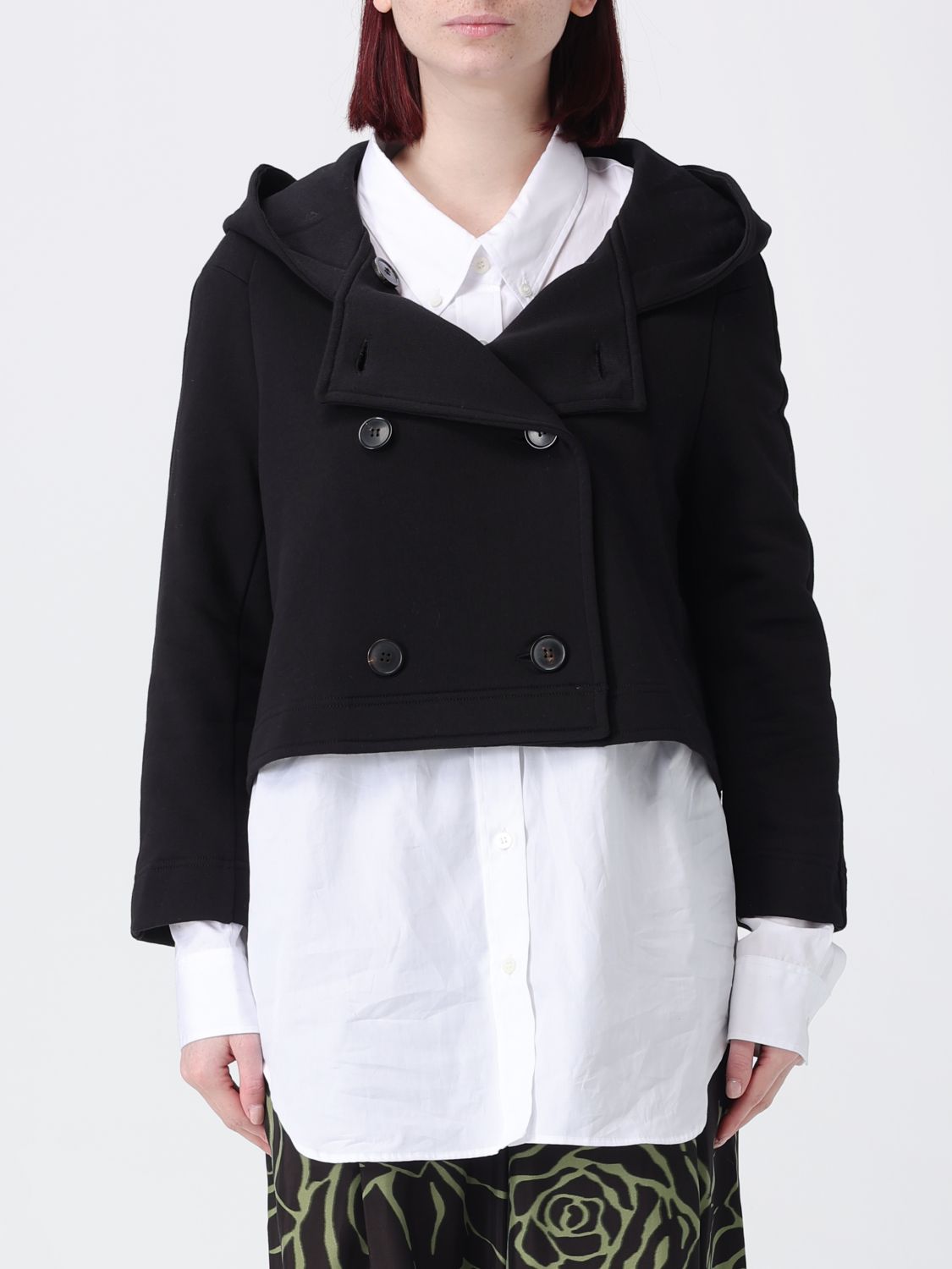DRIES VAN NOTEN Double-Breasted Crop Cotton Sweatshirt　DRIES VAN NOTEN ダブルブレスト クロップコットン スウェットシャツ DRIES