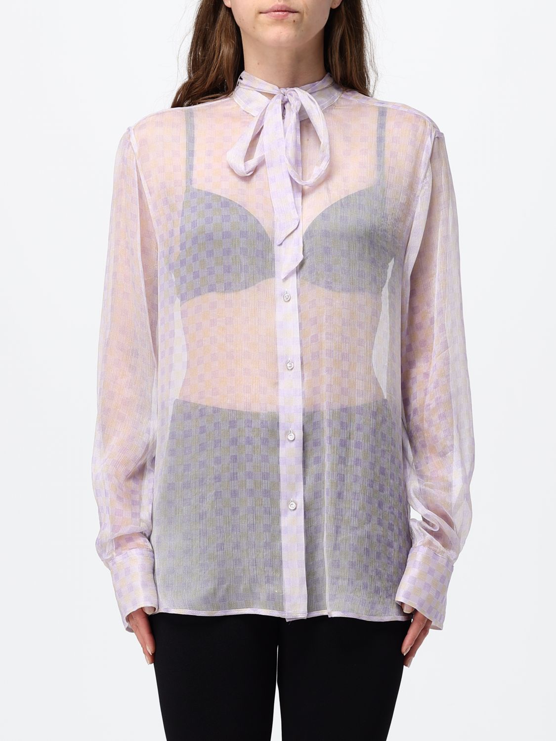 ERMANNO SCERVINO Camicia in chiffon a quadretti