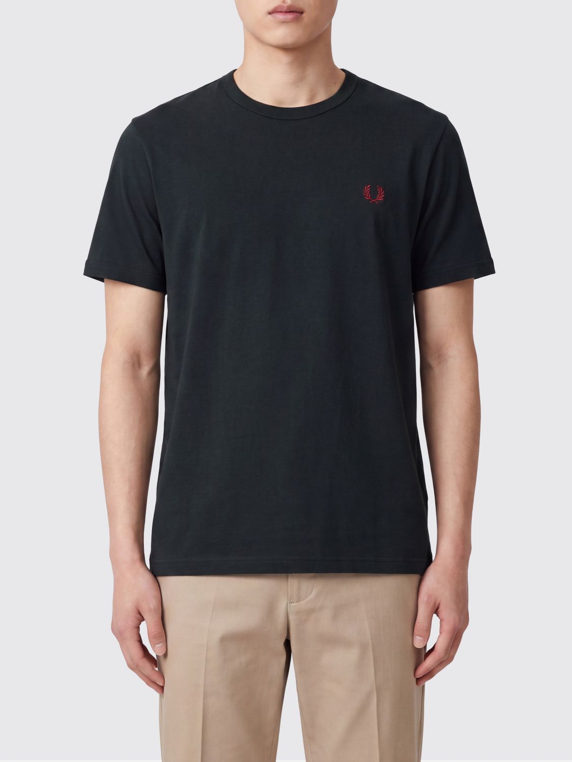 FRED PERRY T-shirt in cotone con logo ricamato