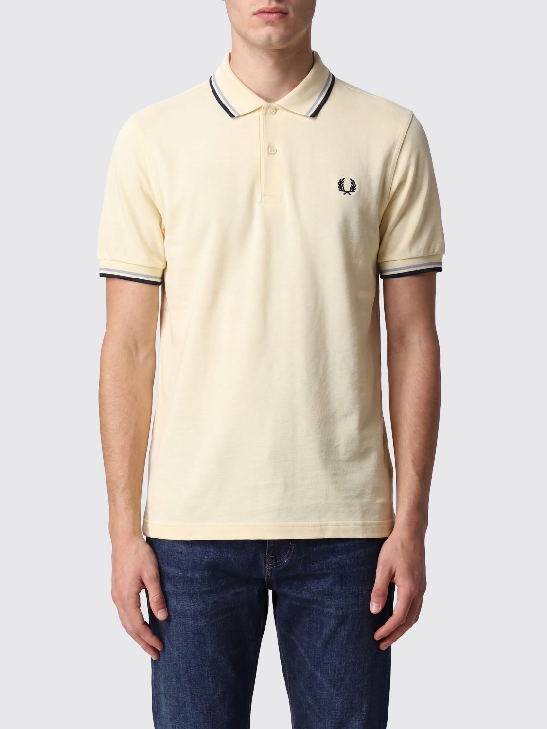 FRED PERRY Polo Shirt Men color Ecru