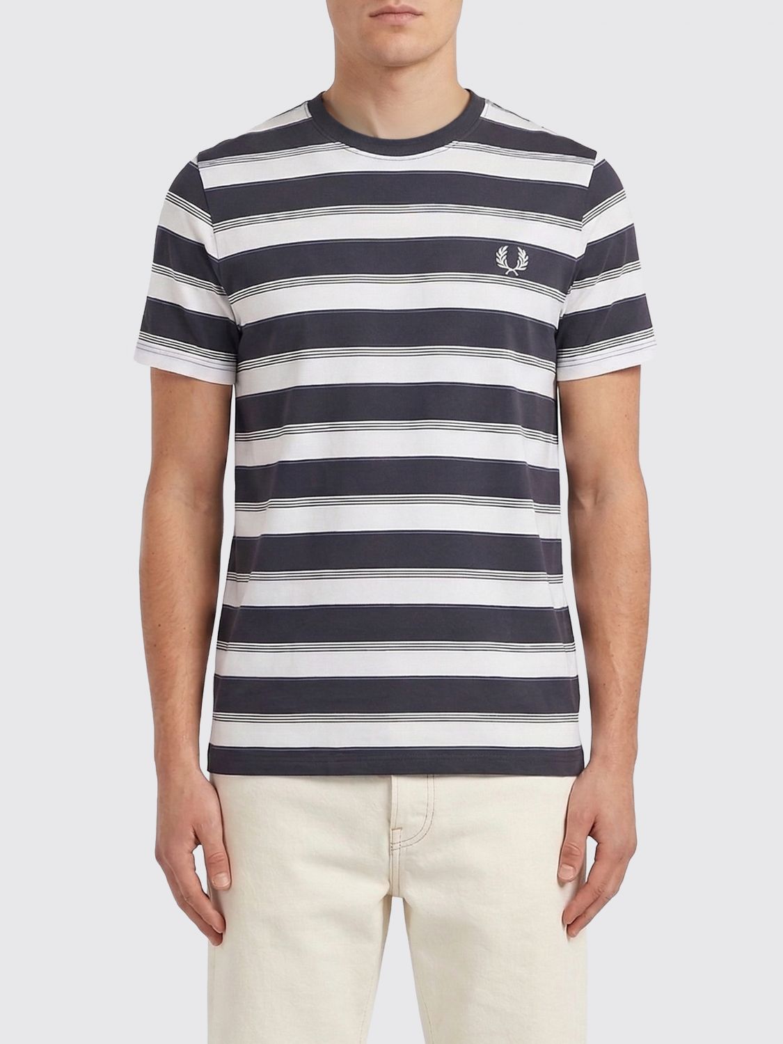 FRED PERRY Gestreiftes Baumwoll T-Shirt mit Logo