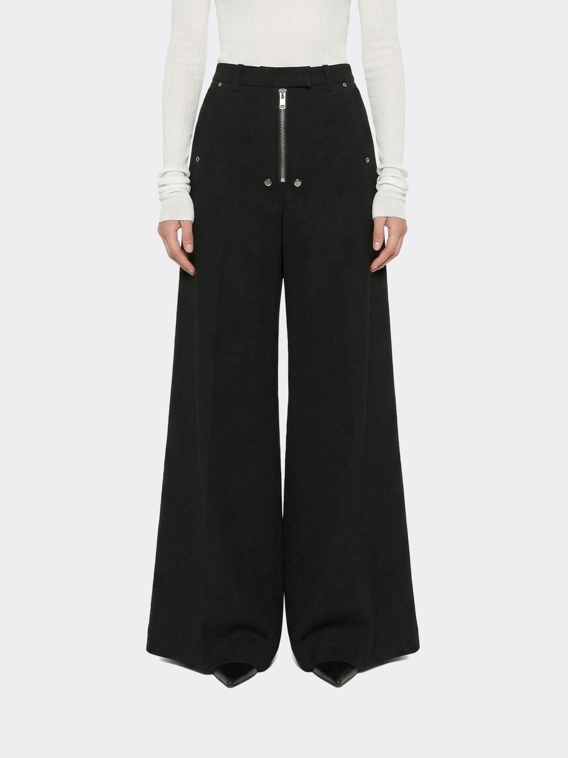 Rick Owens Wool Flared Trousers In Black