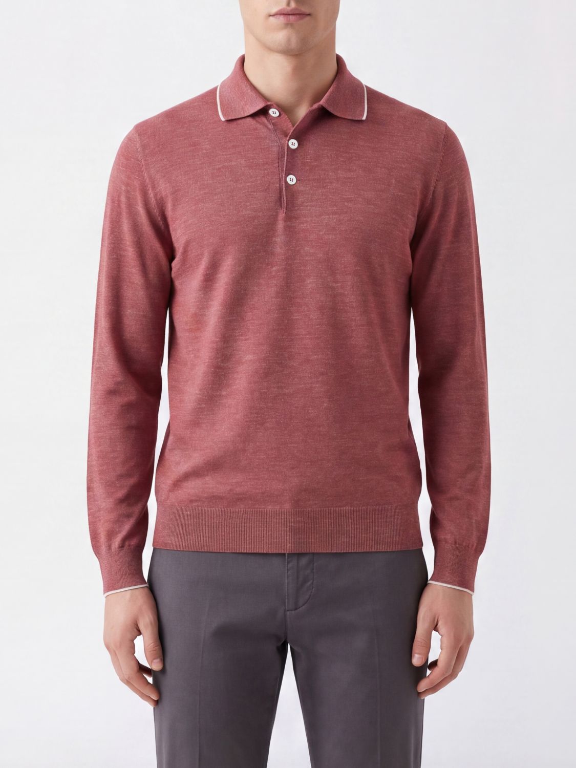BRUNELLO CUCINELLI Cashmere Silk and Hemp Knit Polo Shirt