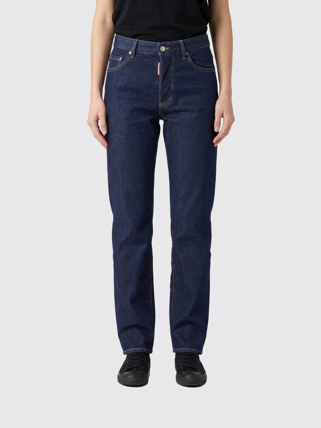 Dsquared2 Straight Jeans In Cotton Denim In Blue