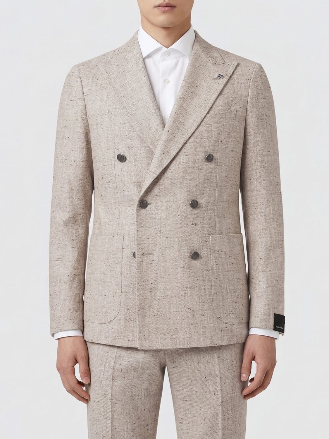 Tagliatore Double-Breasted Jacket in Cotton and Silk Blend