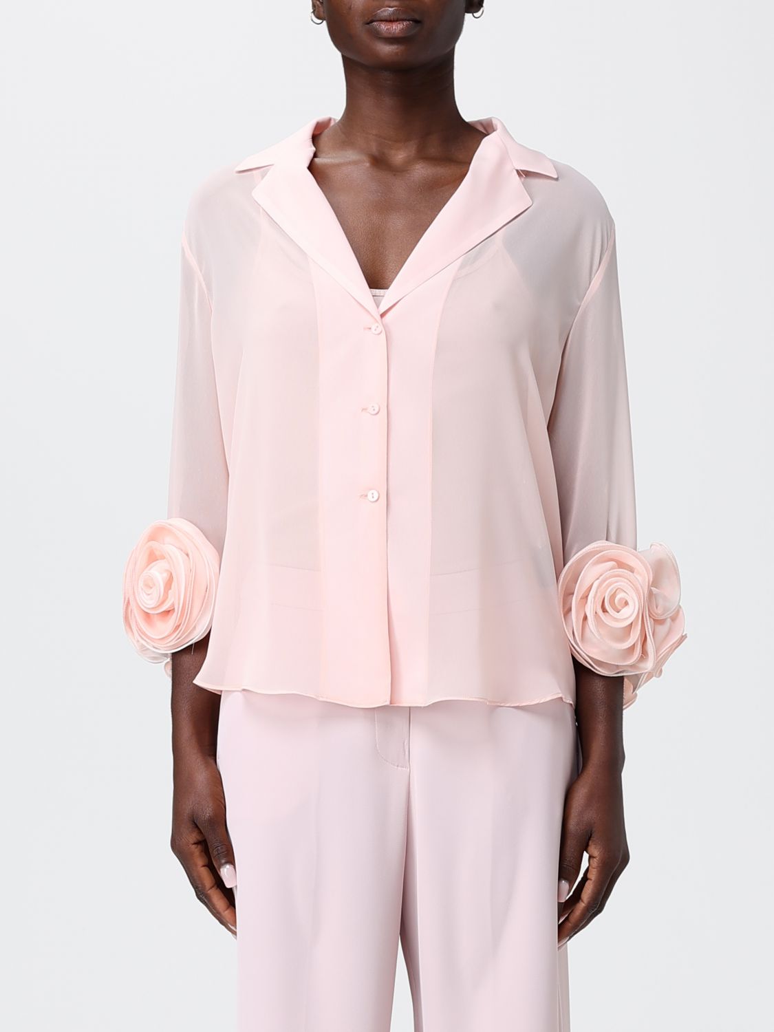 H Couture Chiffon Shirt with Flowers