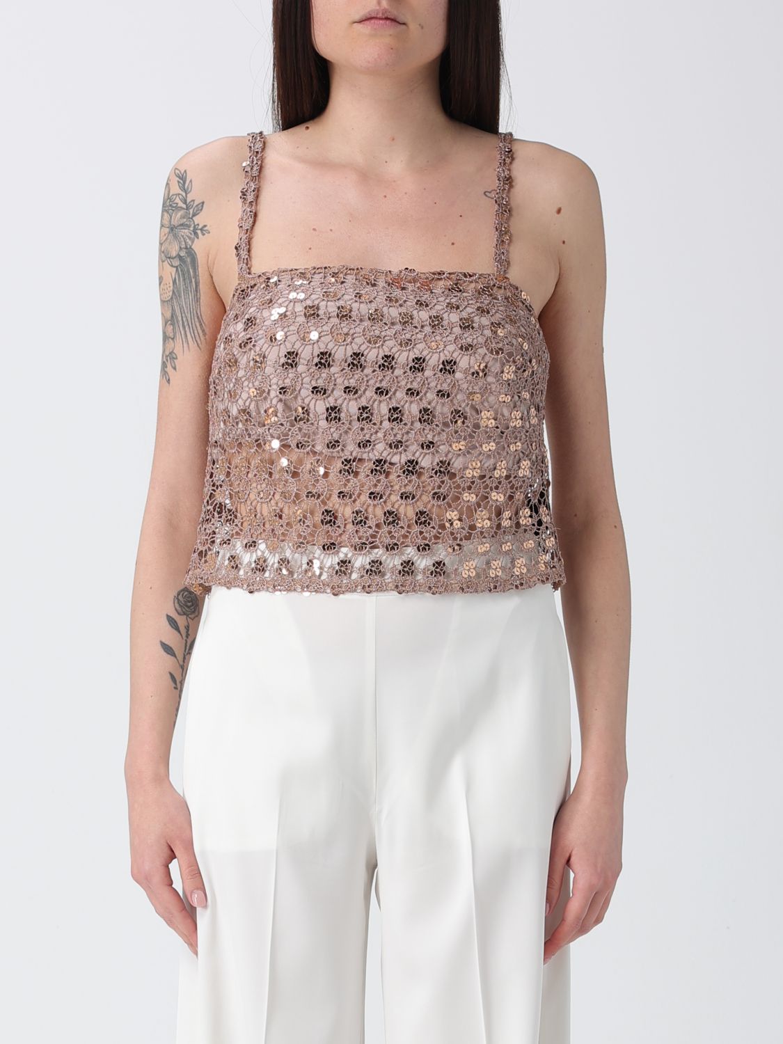 H Couture Macramé Top with Sequins
