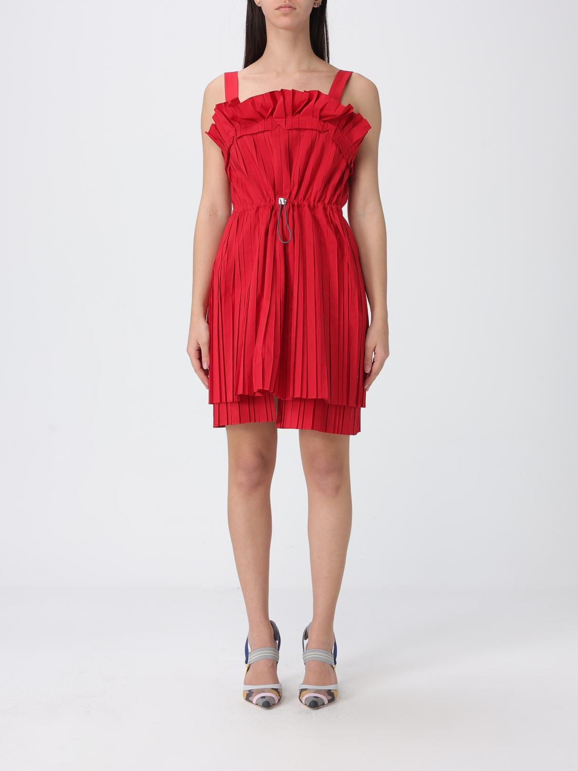 FENDI Abito mini in cotone plissettato