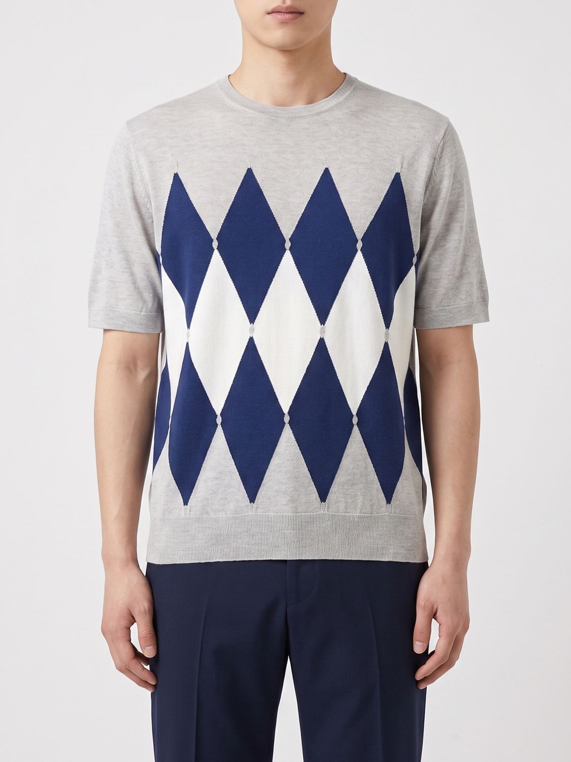Ballantyne Diamond Pattern Cotton and Linen Knit