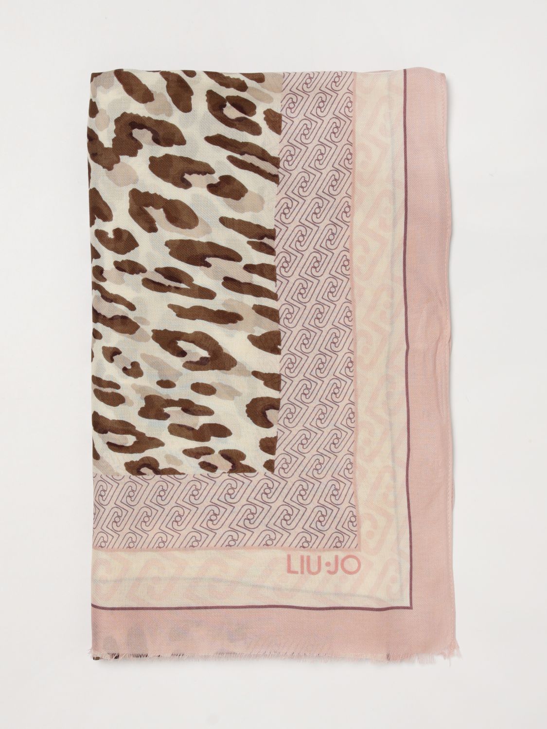 Liu Jo Viscose Scarf with Animal Print and Monogram