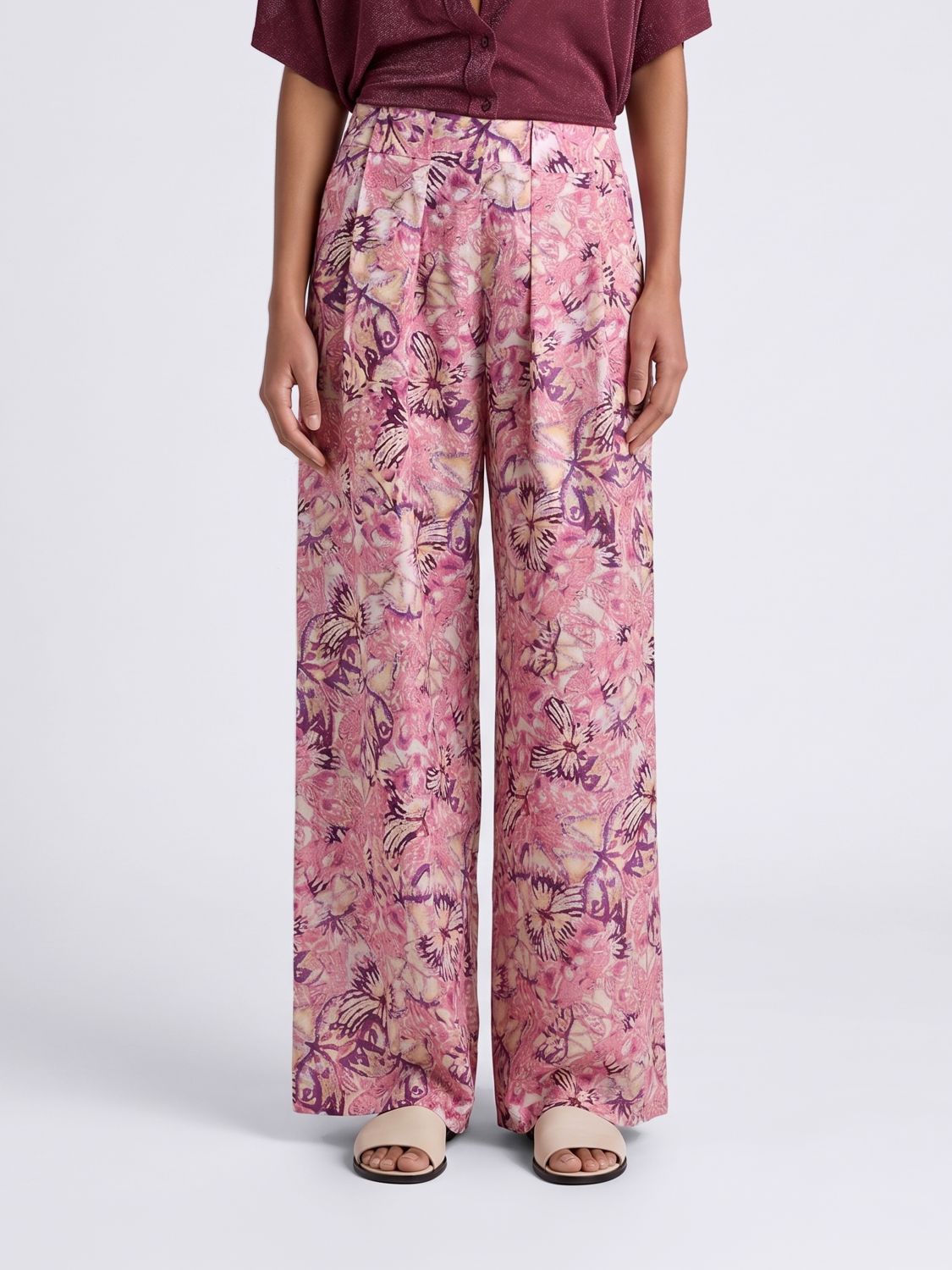 Momonì Palazzo Trousers in Printed Silk
