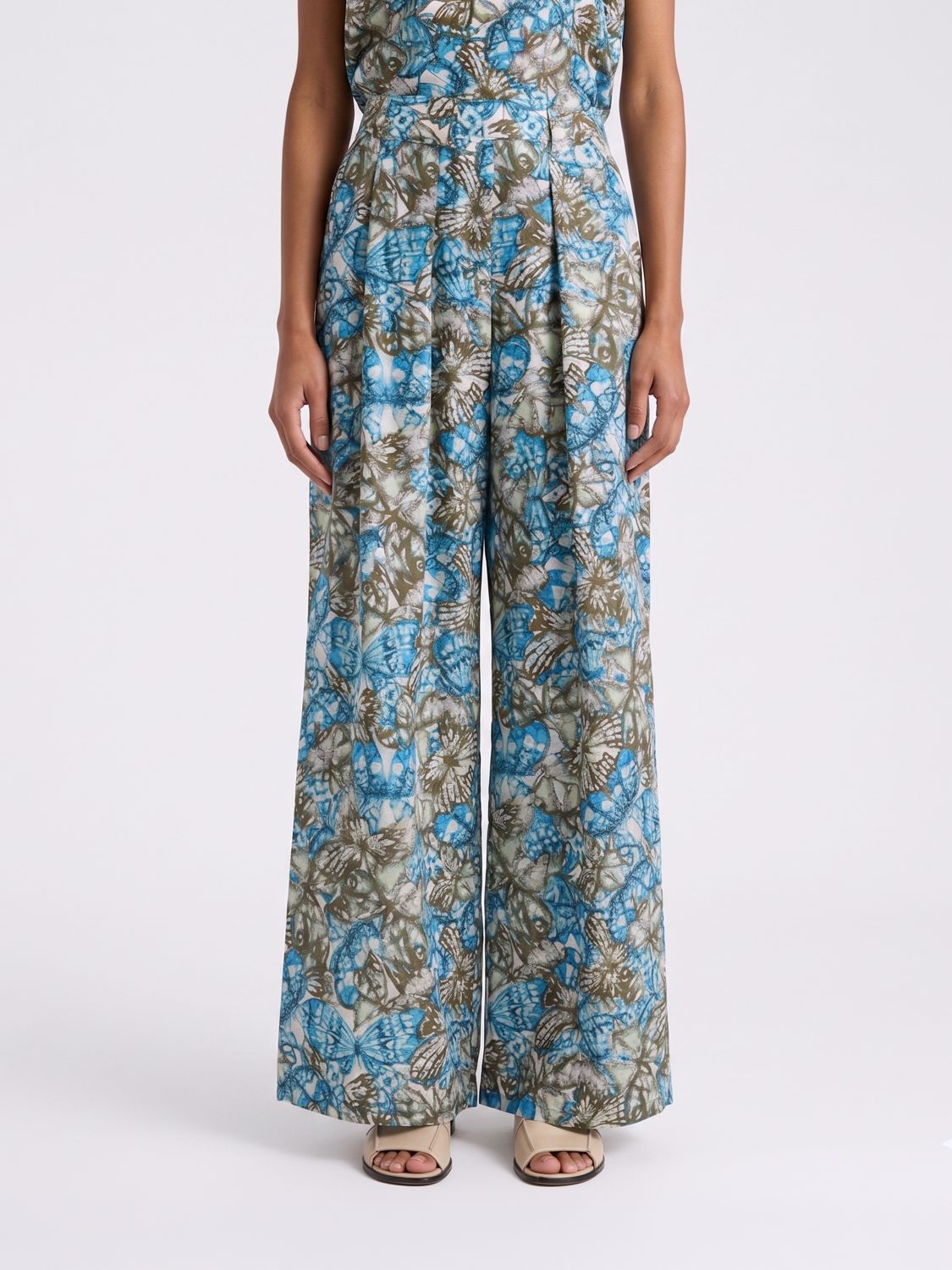 Momonì Palazzo Trousers in Printed Silk