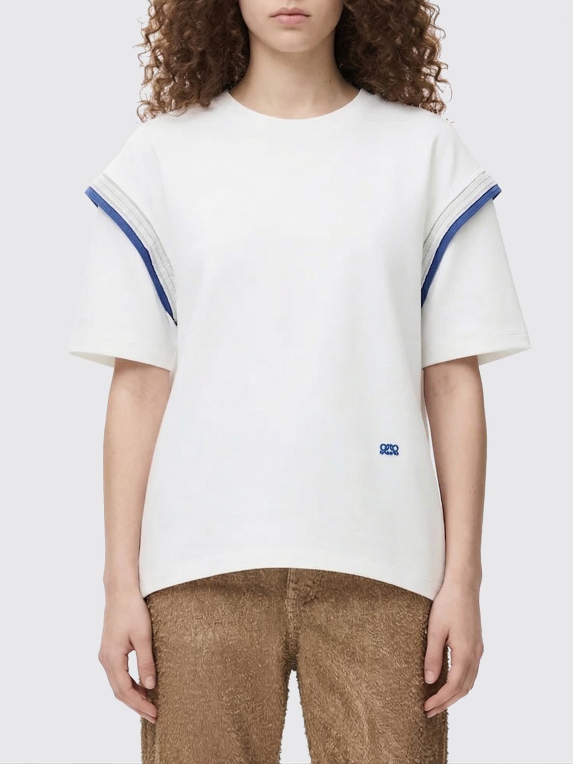 LOEWE Cotton Blend T-Shirts with Striped Trims