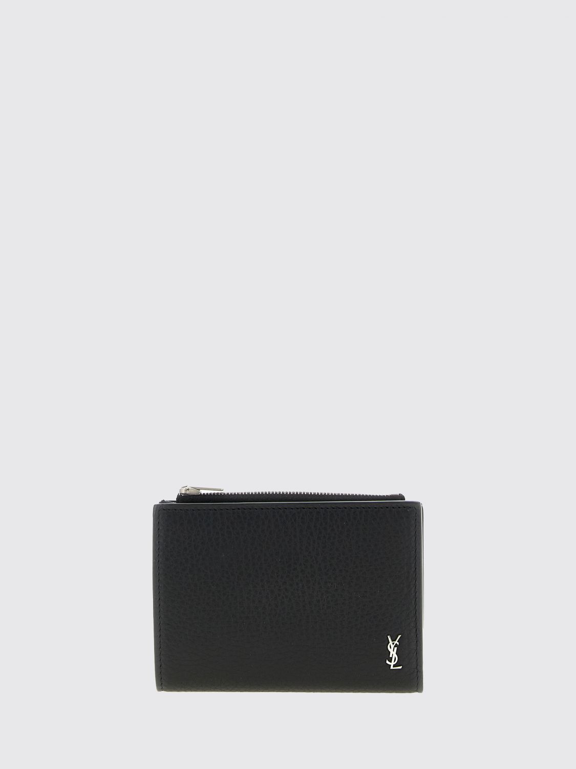 SAINT LAURENT Portafoglio Tiny Cassandre in pelle martellata