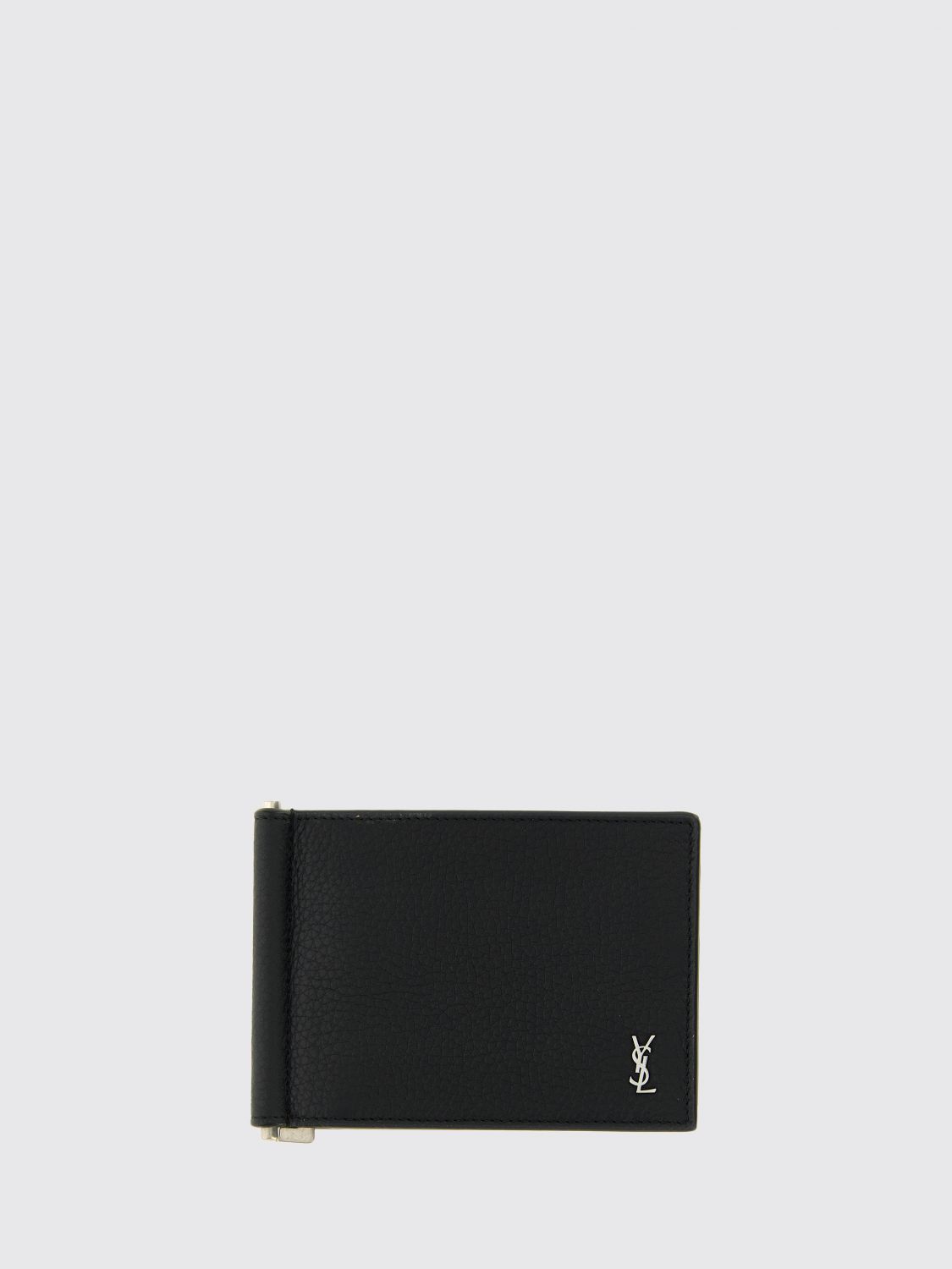 SAINT LAURENT Portafoglio Tiny Cassandre in pelle a grana