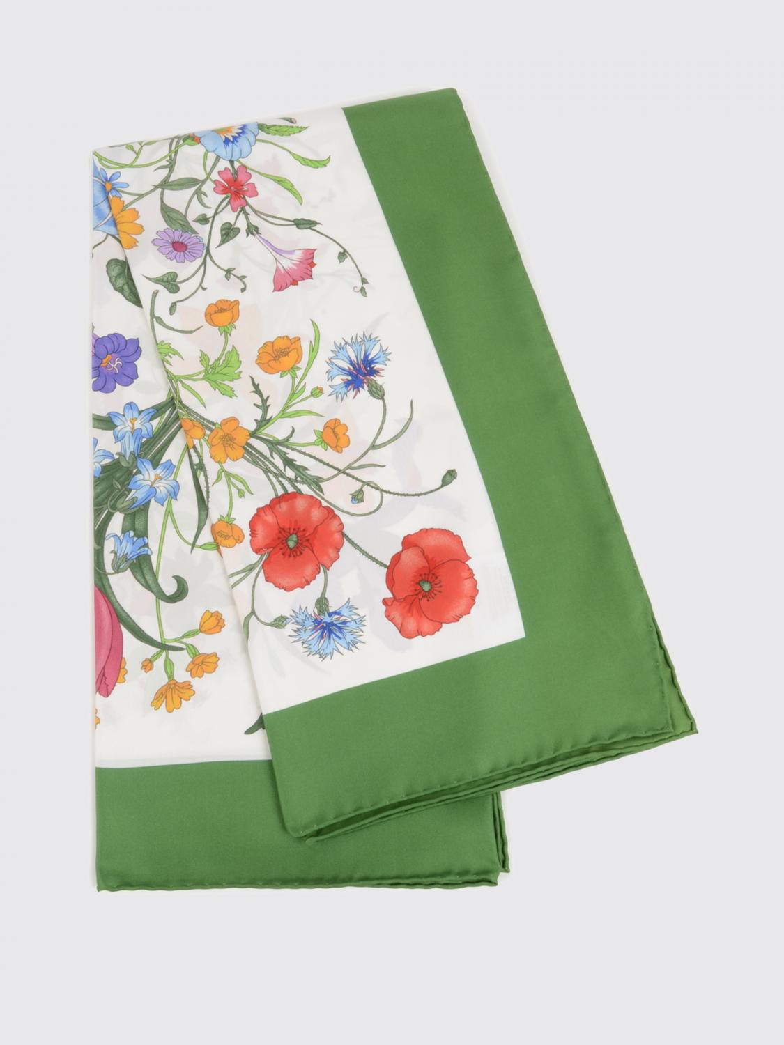 GUCCI Foulard in twill di seta con stampa floreale