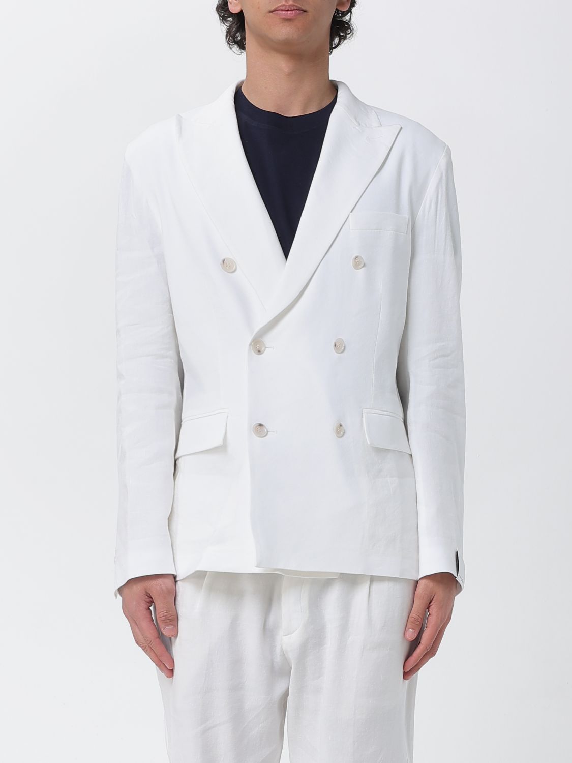 Paolo Pecora Linen and Viscose Double-Breasted Blazer