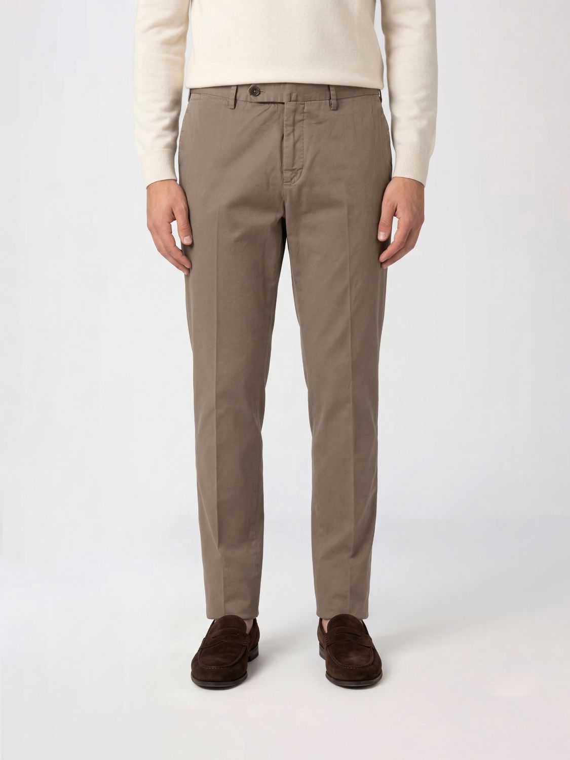 Pt01 Stretch Cotton Chino Trousers In Gray