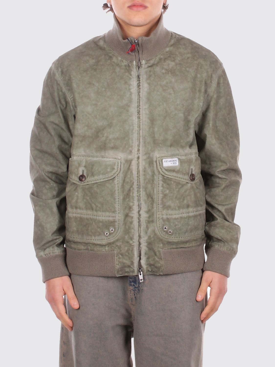 Fay Bomber in Cotton and Nylon Canvas · XL