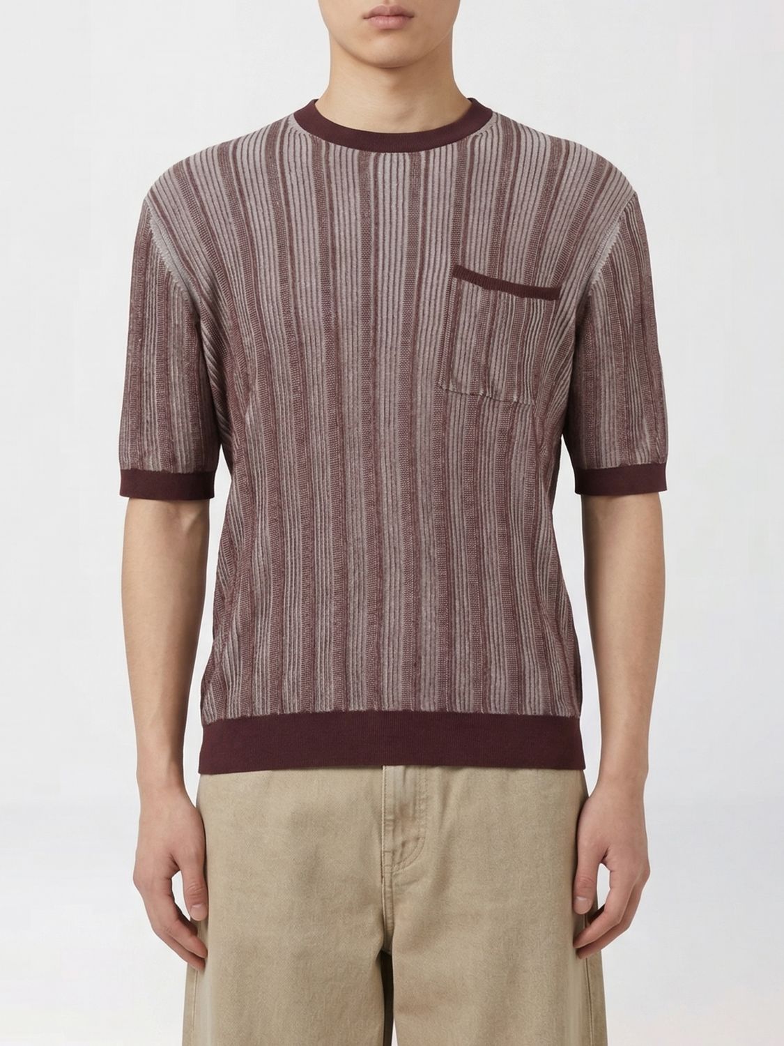 Ballantyne Striped Cotton Sweater In 브라운