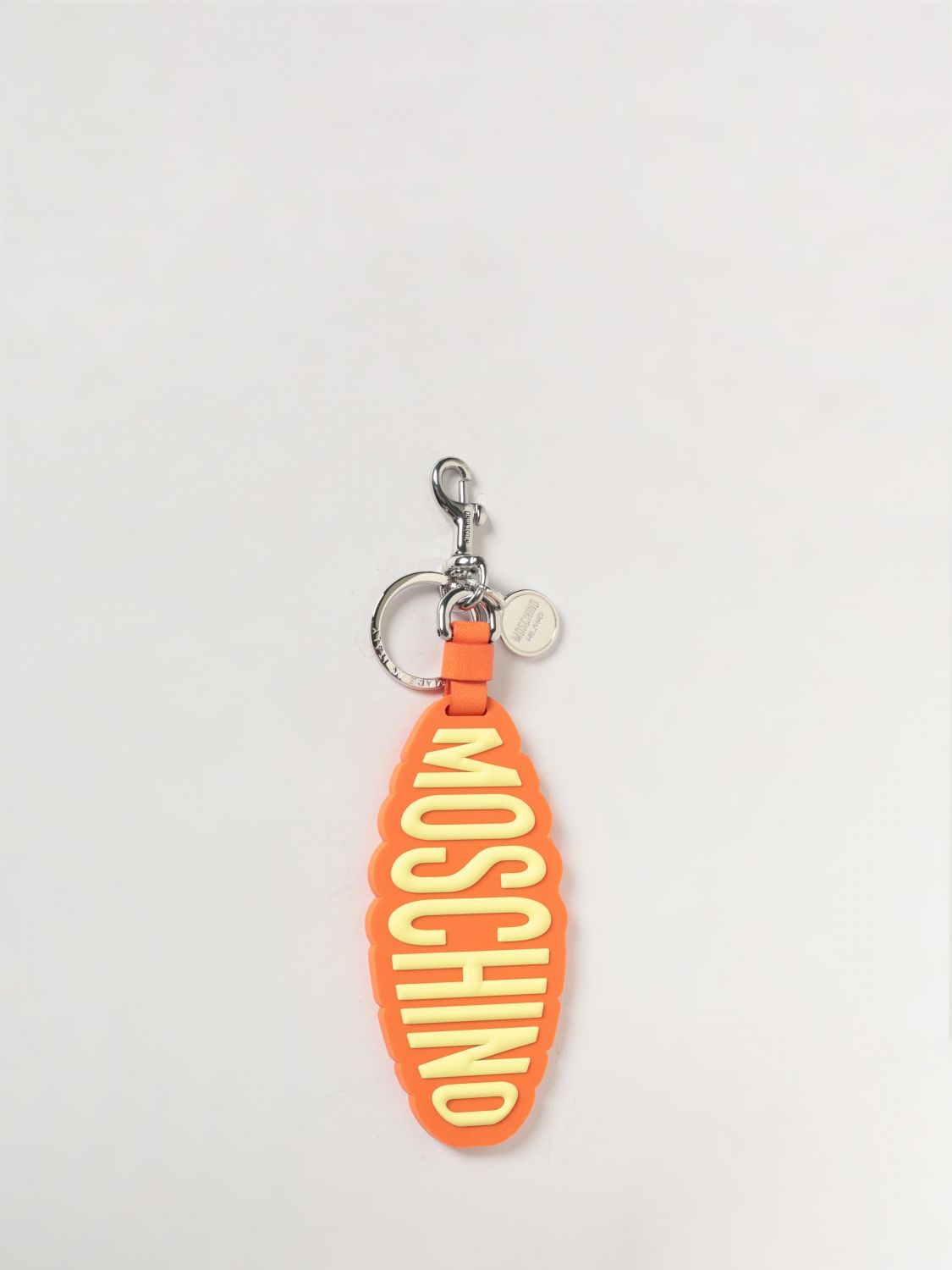 Moschino Couture Brass and Rubber Keychain with Logo · OS