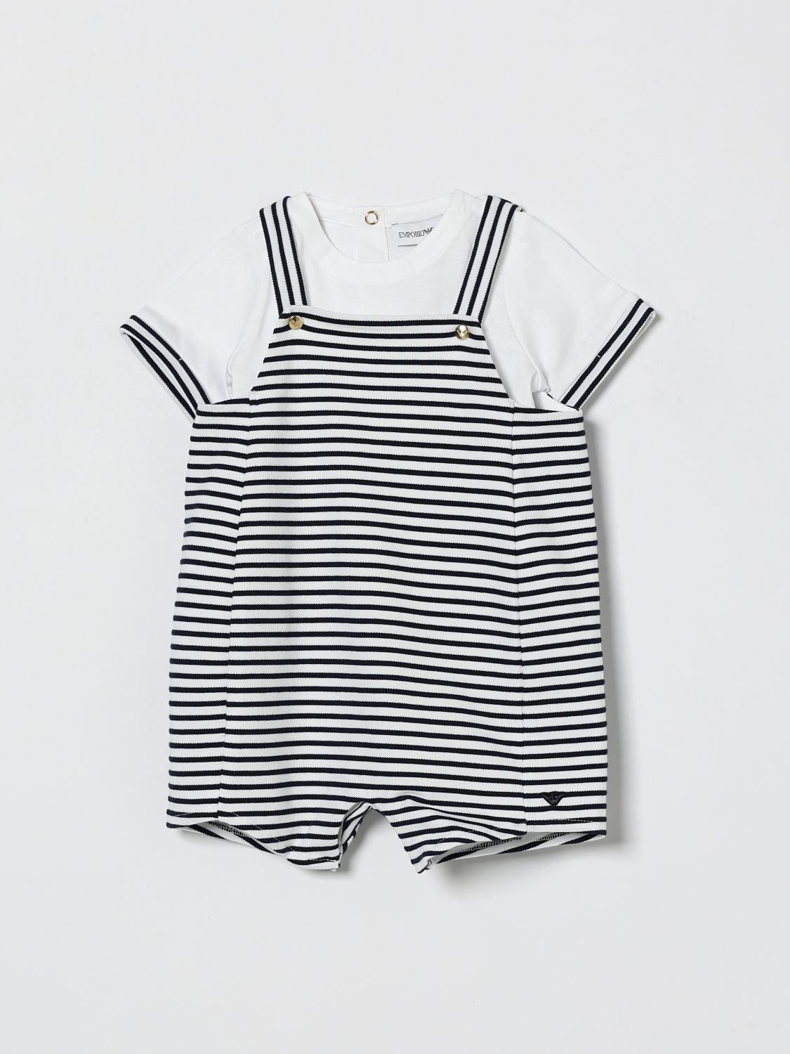 Emporio Armani Babies'  Striped Cotton Day Set In Multi