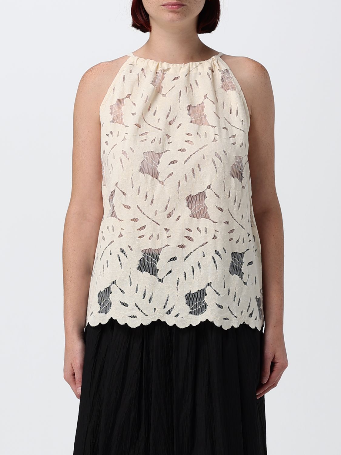 EMPORIO ARMANI Top in cotone e tulle