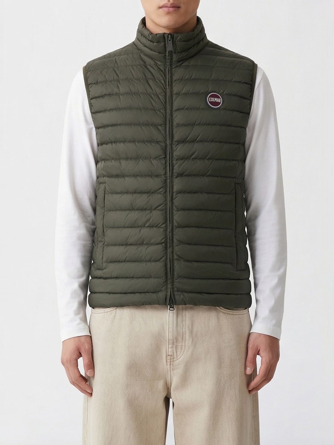 Colmar Quilted Padded Nylon Vest In Brown