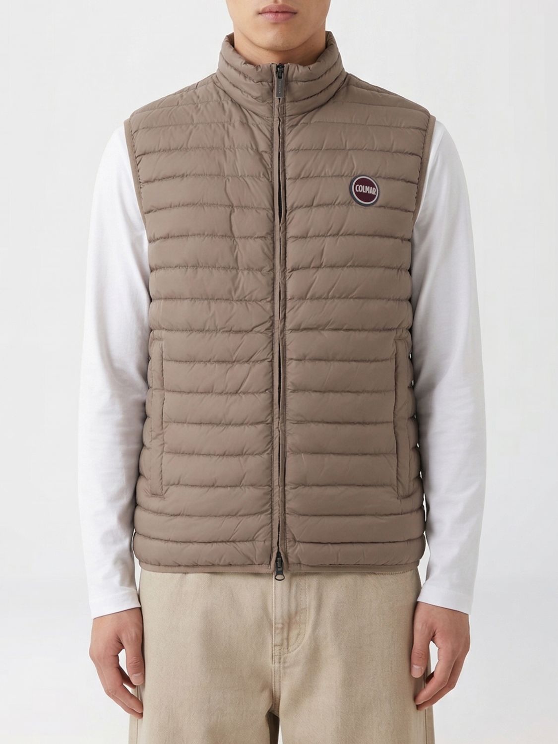 Colmar Quilted Padded Nylon Vest In Brown