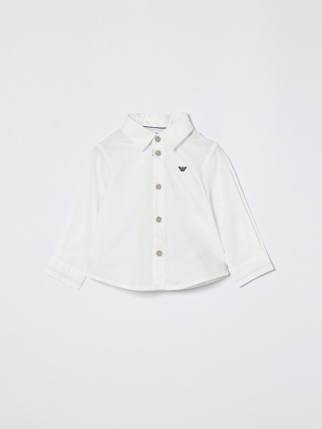 Emporio Armani Babies'  Stretch Cotton Shirt In White