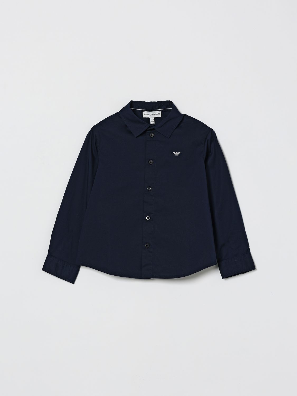 Emporio Armani Babies'  Stretch Cotton Shirt In Black