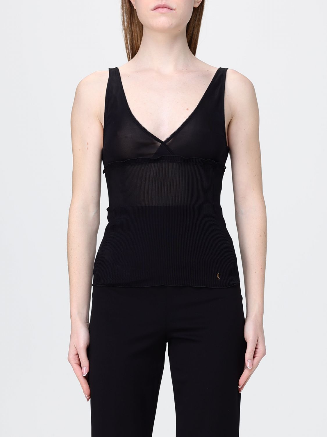 SAINT LAURENT Top basic in seta