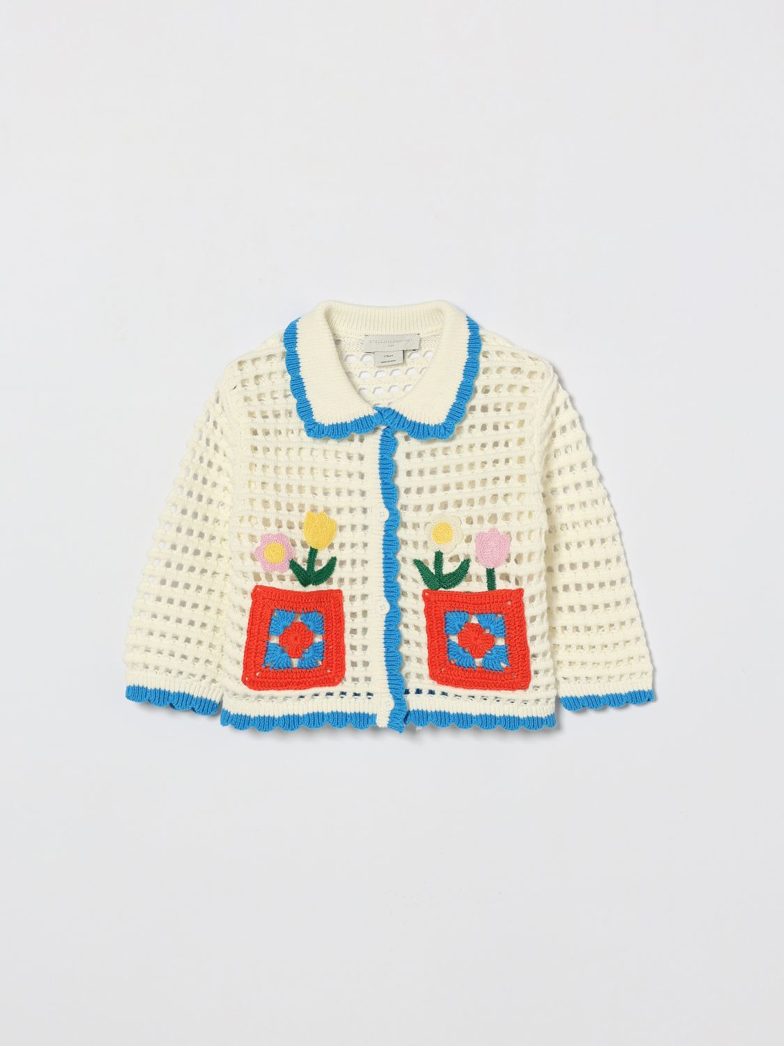 STELLA MCCARTNEY KIDS Openwork Cotton Cardigan with Embroidery　STELLA MCCARTNEY KIDS 刺繍入り透かしコットンカーディガン STELLA