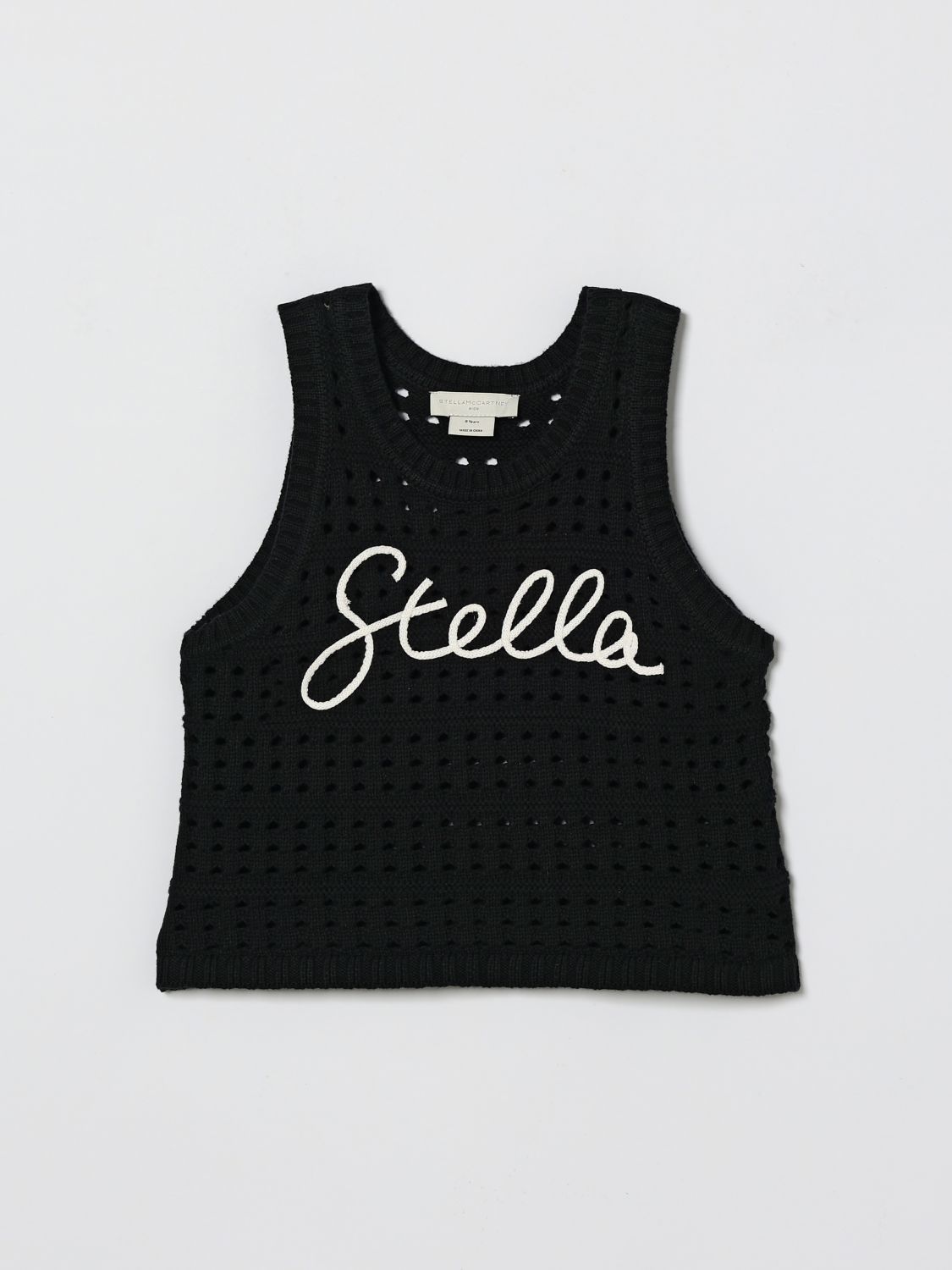 STELLA MCCARTNEY KIDS Cotton Knit Top with Logo　STELLA MCCARTNEY KIDS ロゴ入りコットンニットトップ STELLA